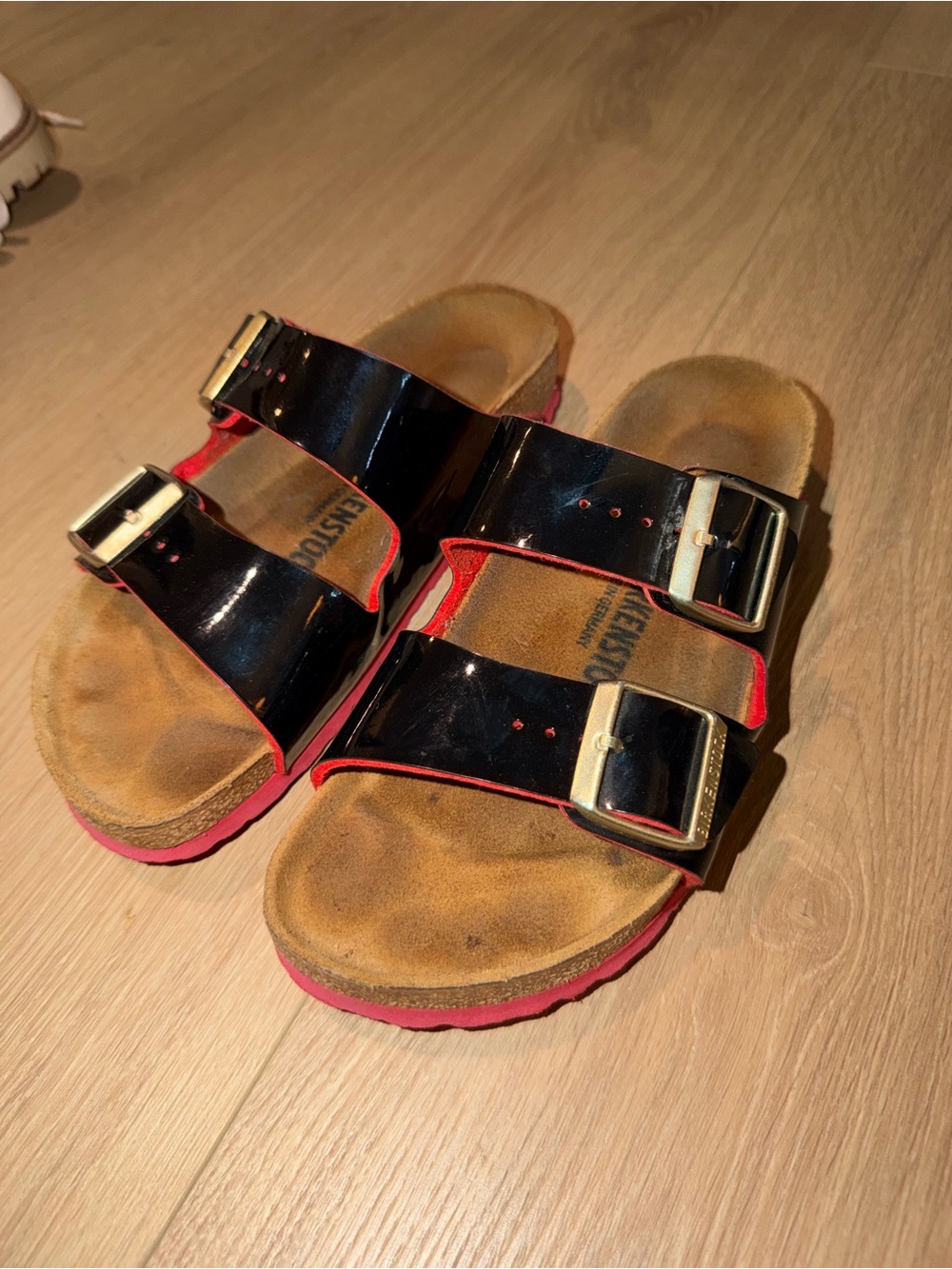 Black & Red Womens Birkenstocks